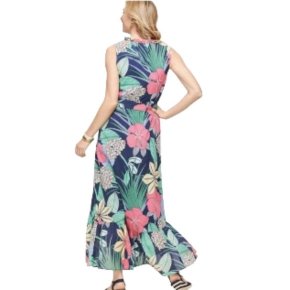 Talbots Voila Hibiscus Floral Maxi Dress NWT - Picture 4 of 7